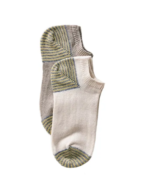 yahae striped-trim sneakers set of two socks Neutrals 75013YW