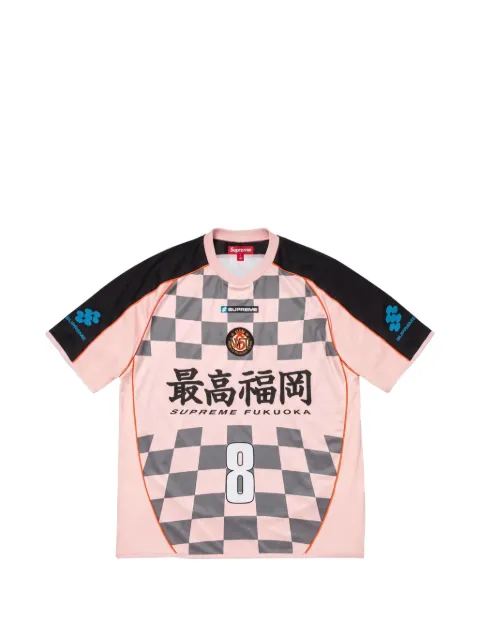 Supreme Checkerboard Soccer jersey T-shirt Pink SUPCBSJPNK
