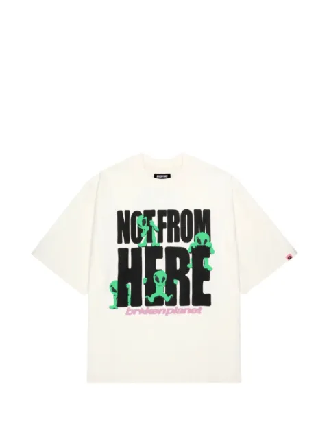 BROKEN PLANET Not From Here graphic-print oversized T-shirt Neutrals BPNFHTEEWHT
