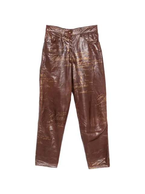 A.N.G.E.L.O. Vintage Cult Blumarine-print leather trousers Brown AC250M