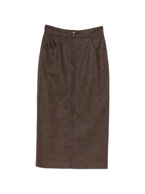 Versace Pre-Owned 1990s embroidered-detail midi skirt Brown VE250CLL