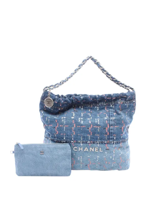 CHANEL Pre-Owned 2021-2026 Large Denim Sequin Embellished 22 hobo bag Blue V3AE6HESSUC4AEGU