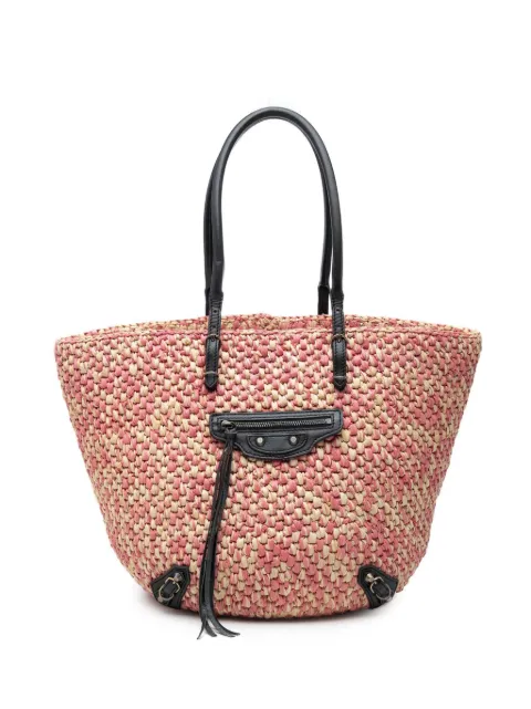 Balenciaga Pre-Owned 2018-2026 Raffia Motocross Classic Panier Basket tote bag Pink 6XRSFUU6WLGSEVBO