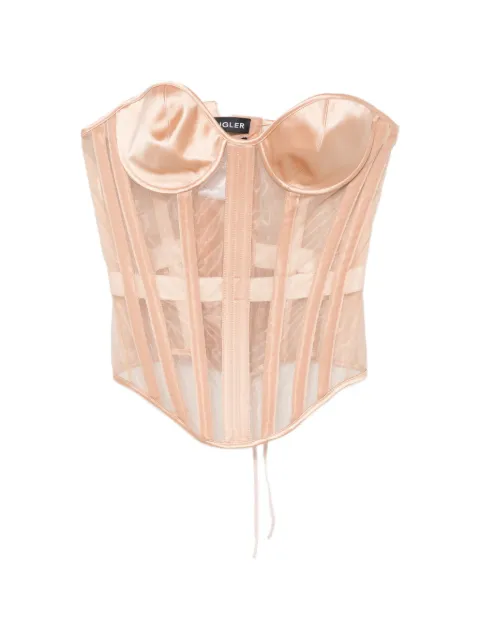 Mugler sheer lace-up corset Neutrals COM1CT0121384