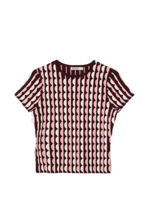 SIMKHAI Kendra scalloped knit T-shirt Brown 1262202K