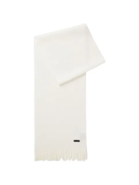 BOSS knitted scarf in virgin wool with logo-detail Neutrals 50495340