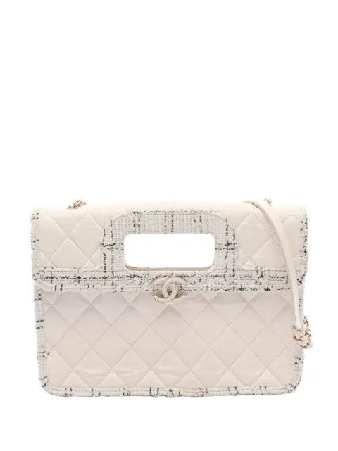 CHANEL Pre-Owned 2019 Small Quilted Lambskin and Tweed Shopping Tote satchel Neutrals OPO072DK388AO8AJ