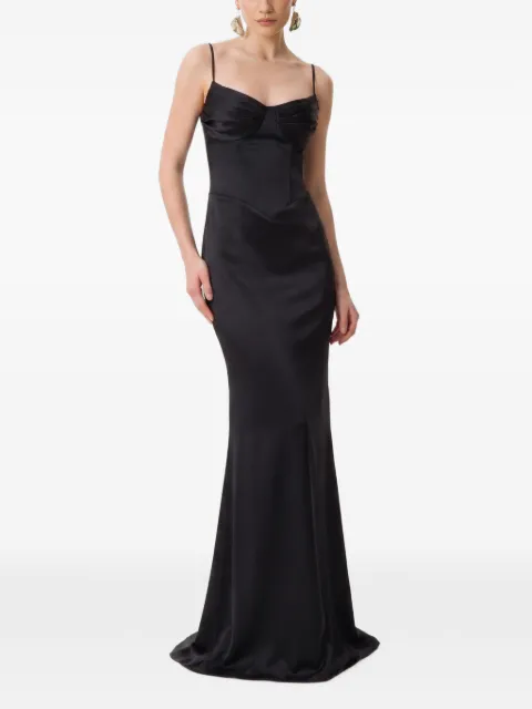 FRAMBOISE Pavia corset-style satin maxi dress Black PAVIA