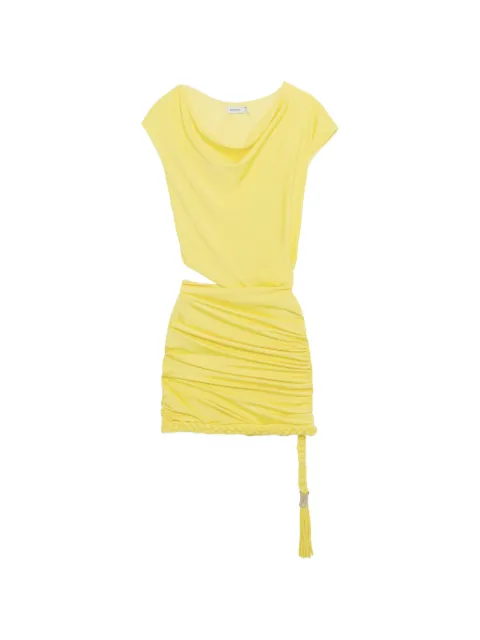 SIMKHAI Nyla draped braided-hem mini dress Yellow 2261265J
