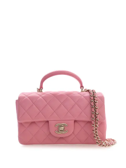 CHANEL Pre-Owned 2021-2026 Mini Rectangular Classic Lambskin Top Handle Flap satchel Pink 2Y33KCQHSTQ1ZRJU