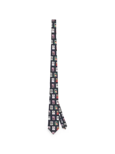Les Deux stamp-print silk tie Black 1002509