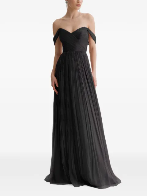 FRAMBOISE off-shoulder pleated maxi dress Black KIROS
