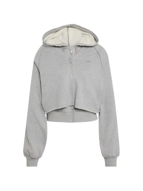 adidas layered-effect raw-edge hoodie Grey KT1921