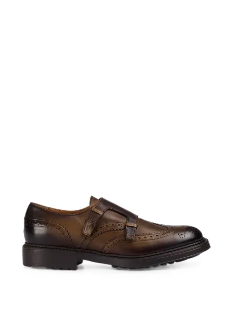 Doucal's brogue-detail double-strap monk shoes Brown DU3567HENRUF188TM04