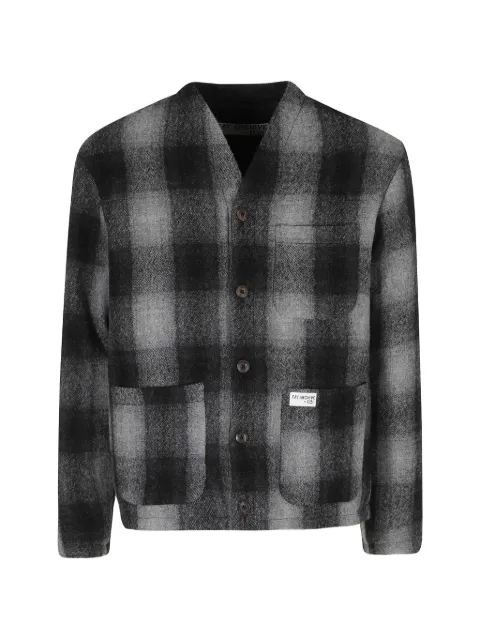 Fay check-pattern V-neck jacket Grey MAM02531280YNN