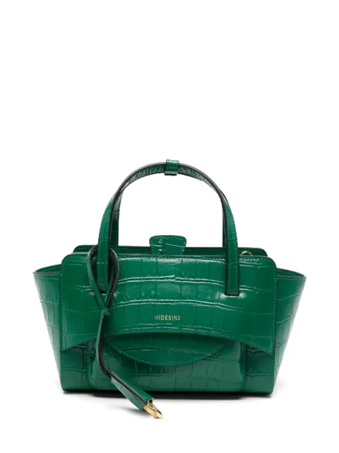HIDESINS Flap S Cocco croc-effect leather tote bag Green FL13COCCO