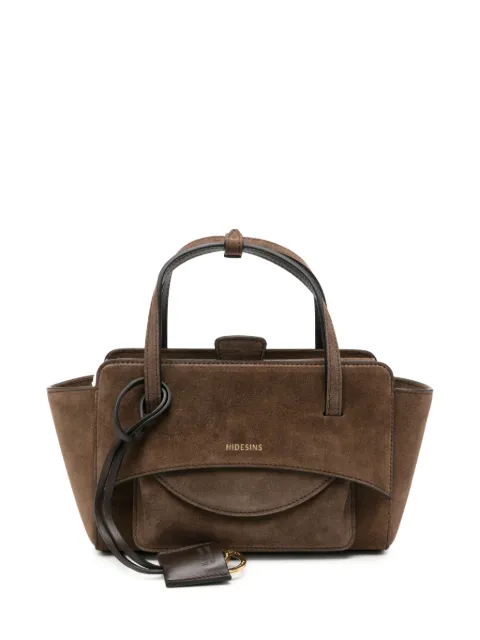 HIDESINS Flap S Suede logo-print tote bag Brown FL13SUEDE