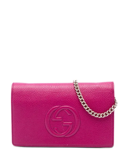 Gucci Pre-Owned 2000-2015 Pebbled Calfskin Soho Wallet On Chain crossbody bag Pink Z0J1WE8894IUL29Z