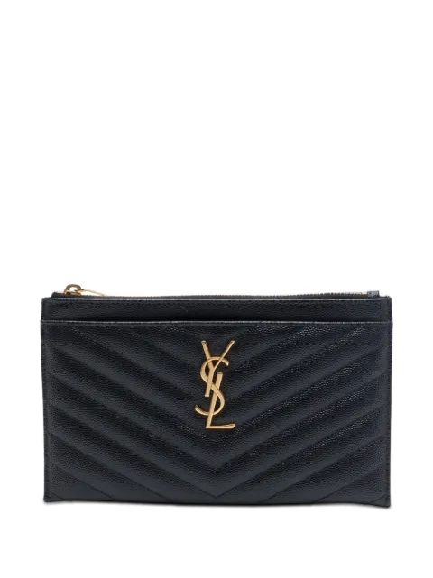 Saint Laurent Pre-Owned 2019 Chevron Grain De Poudre Monogram Bill Pouch clutch bag Black FPVUFYSJVHOEQNSA
