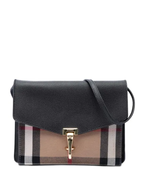 Burberry Pre-Owned 2000-2017 Small Leather and House Check Canvas Derby Macken crossbody bag Black DBG1169GEX6IL2IN