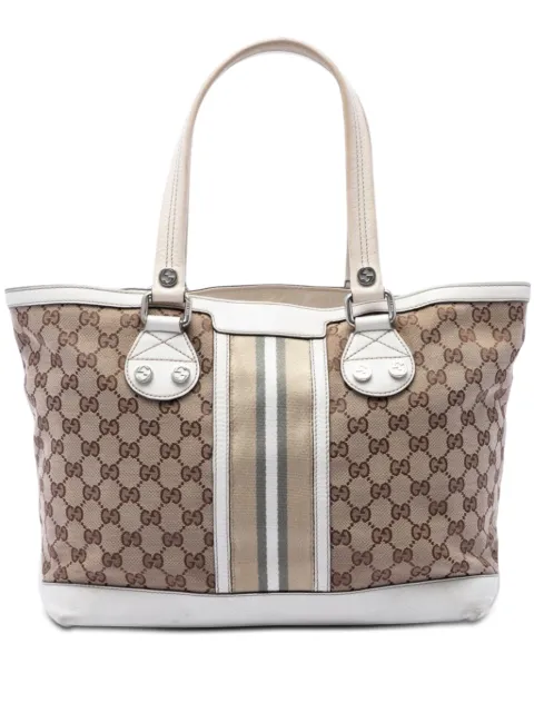Gucci Pre-Owned 2016-2026 Small GG Canvas Web Libeccio Sunset tote bag Neutrals 47YK6IUAC48YX05G