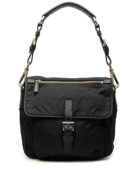 Prada Pre-Owned 2013-2025 Saffiano Trimmed Tessuto shoulder bag Black GI1CADX6H29VM847