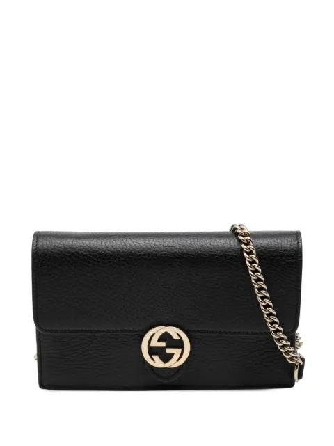 Gucci Pre-Owned 2000-2015 Dollar Calfskin Interlocking G Wallet on Chain crossbody bag Black B5RY74JOUW1X93M6