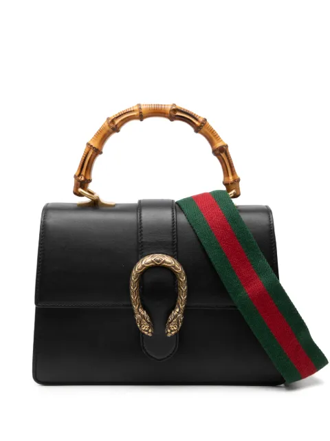 Gucci Pre-Owned 2016-2026 Medium Calfskin Bamboo Dionysus Web satchel Black 0N61YRJIGI4RLGHW