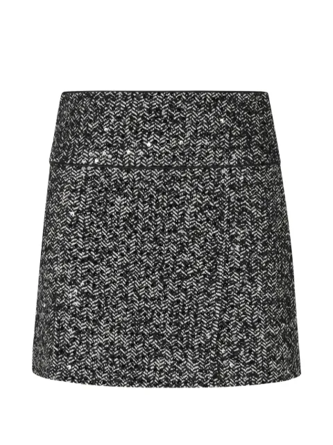 ERMANNO FIRENZE sequin-embellished herringbone mini skirt Black D49EO016EZ0099