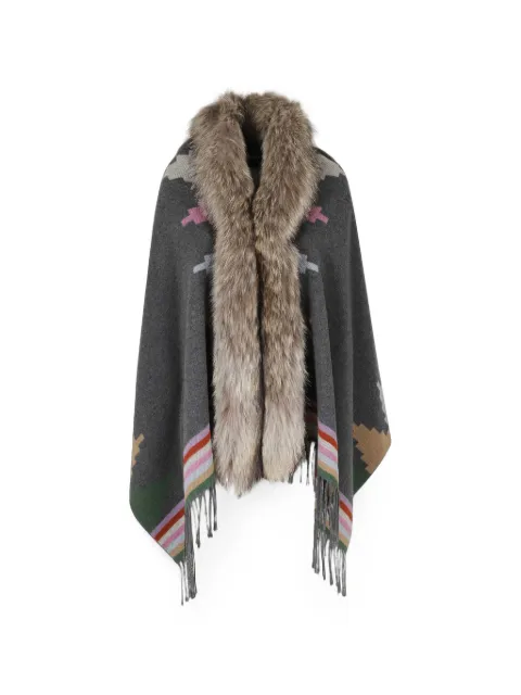 Bazar Deluxe geometric-pattern poncho Grey STOLA1411099