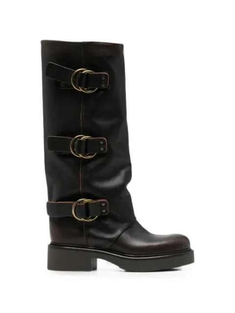 Metisse buckle-fastening leather boots Brown NU2460