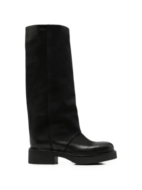 Metisse fold-over leather boots Black NU946