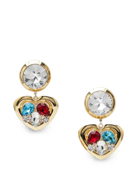 Alessandra Rich heart-pendant crystal-embellished earrings Gold FABA3393J0024