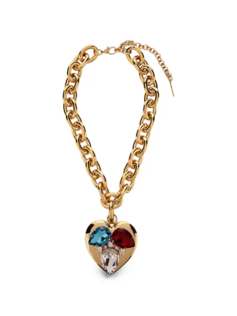 Alessandra Rich heart-pendant crystal-embellished necklace Gold FABA3375J0024