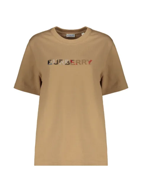 Burberry logo-embroidered T-shirt Neutrals 81132251