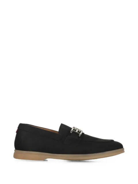 Bally logo-plaque leather loafers Black WEBBYMOHW