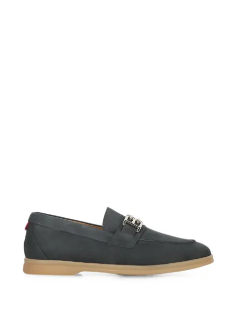 Bally logo-plaque leather loafers Grey WEBBYMOHW