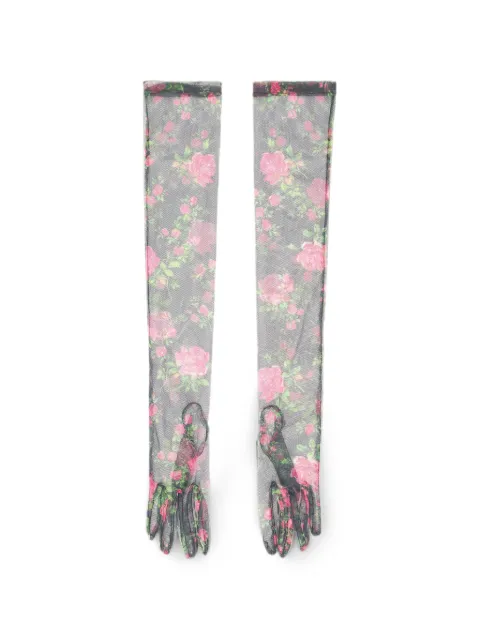 Philosophy Di Lorenzo Serafini floral-print long gloves Black A350107151510