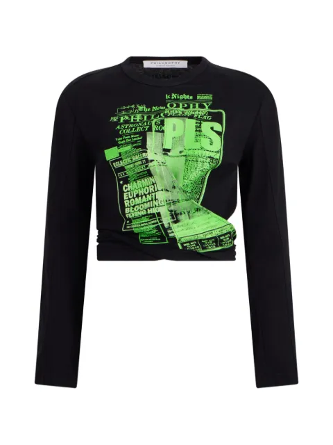 Philosophy Di Lorenzo Serafini graphic-print cropped T-shirt Black V120507440555