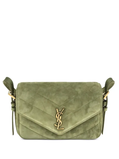 Saint Laurent small LouLou matelassé suede shoulder bag Green 873156AAEY6
