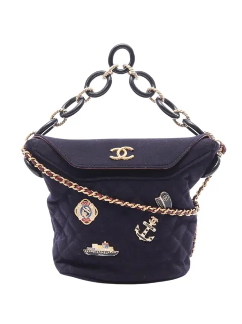 CHANEL Pre-Owned 2018-2019 Paris-Hamburg Charms Wool bucket bag Blue G0BJYLQS8RE66MEH