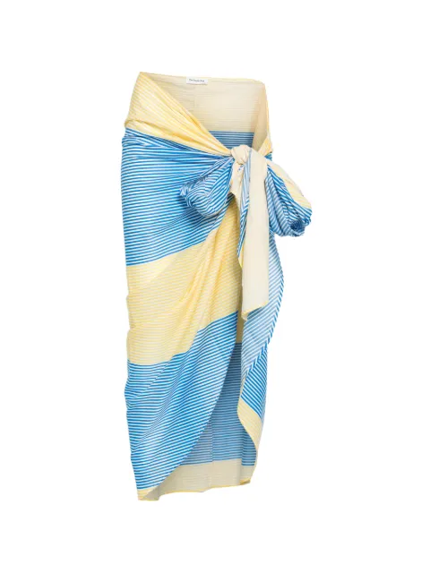 The Frankie Shop Thira striped wrap-style skirt Blue SKFS216148230102