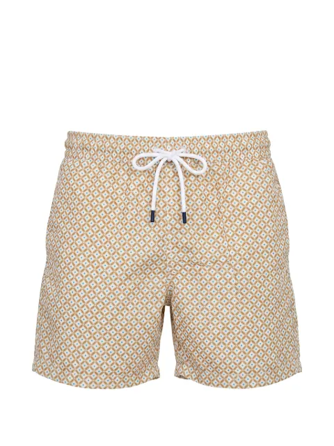 Fedeli Madeira geometric-print drawstring swim shorts Neutrals 0031847761