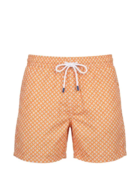 Fedeli geometric-print drawstring swim shorts Orange 0031847744