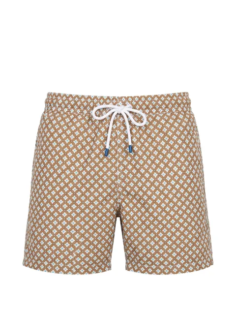 Fedeli geometric-print drawstring swim shorts Brown 0031847744