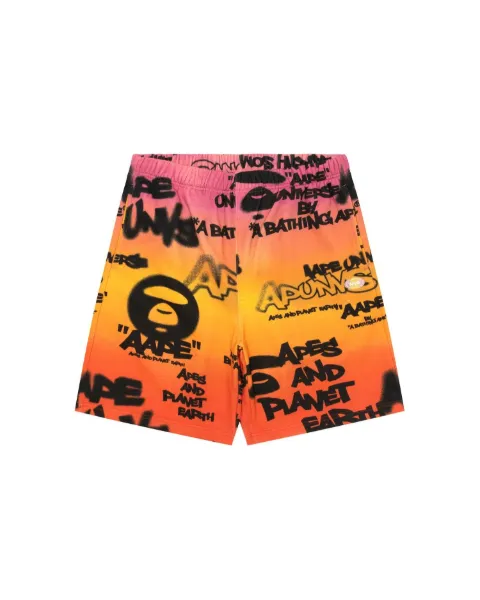 AAPE BY *A BATHING APE® AAPEUNVS graffiti-print shorts Orange AAPSPMD618XXQ