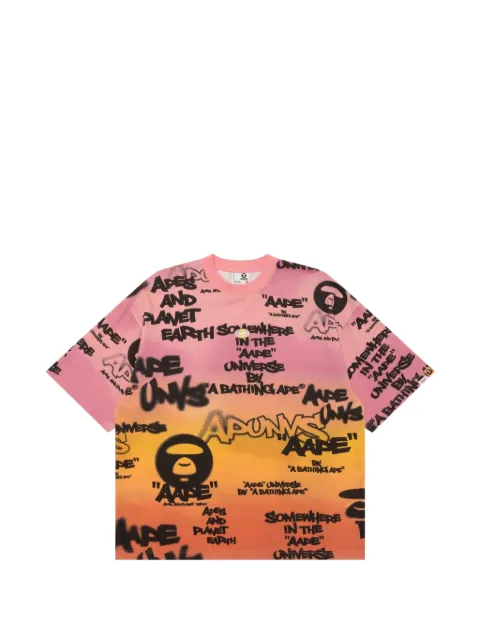 AAPE BY *A BATHING APE® graffiti-print T-shirt Pink AAPTEM1878XXQ