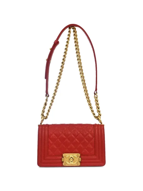CHANEL Pre-Owned 2019 small Boy Chanel quilted shoulder bag Red NQ10828
