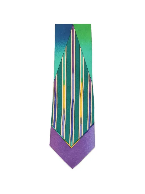 Versace Pre-Owned geometric-print striped tie Green W2462619