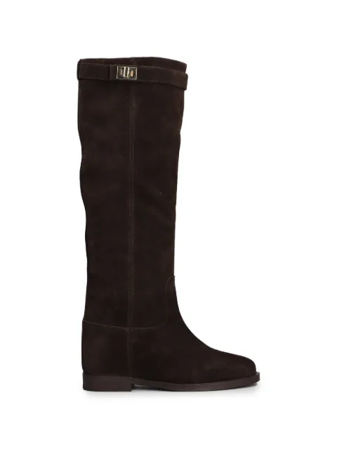 Via Roma 15 inner-wedge-heel knee-high boots Brown 3807